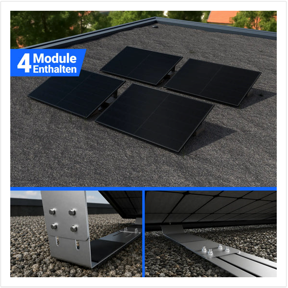 2000W Balkonkraftwerk mit Speicher - 4x Jolywood 500W JW-HD108N-R2 Bifazial Glas-Glas Full Black & Anker Solix Solarbank 2 Pro – Bild 3